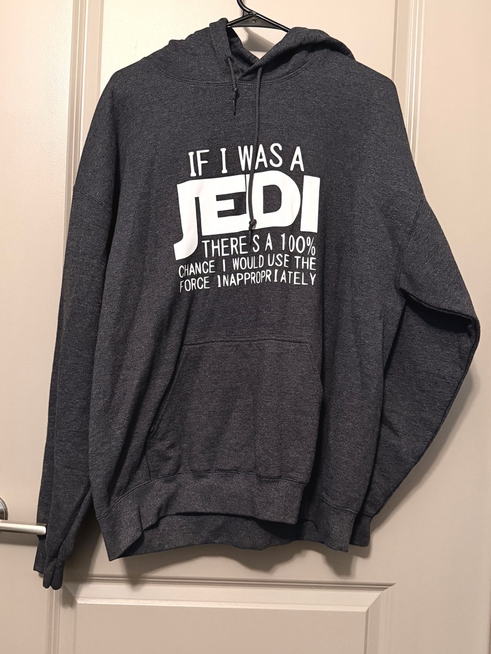 Gildan Dark Gray Hoodie "If I Was A Jedi" Graphic Sweatshirt